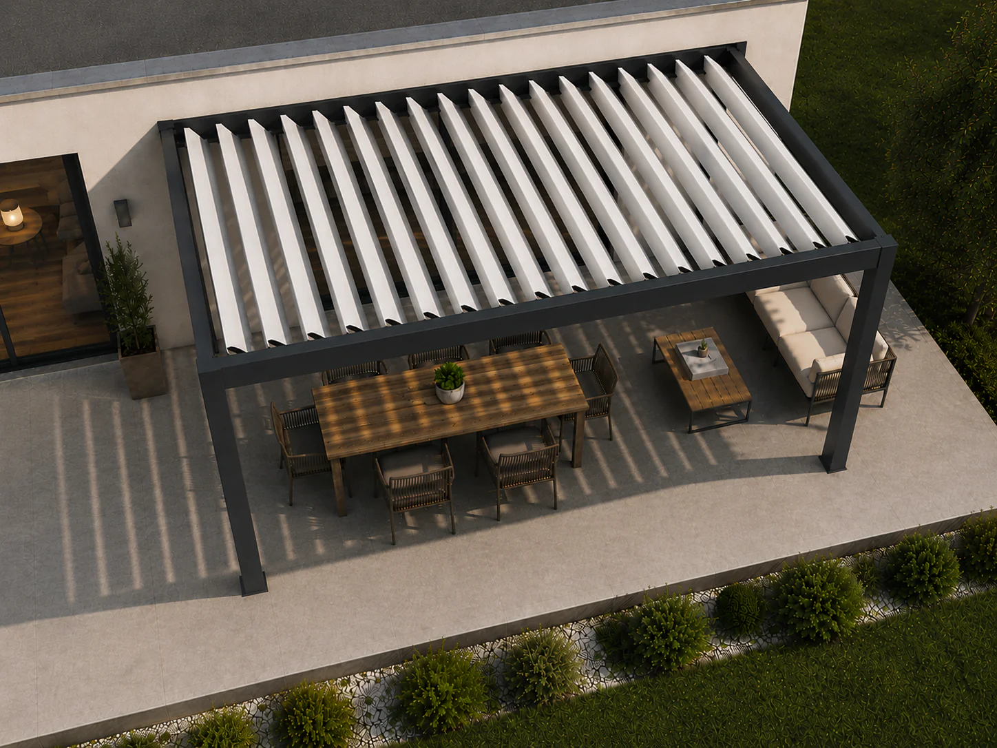 Ventilateur sous pergola