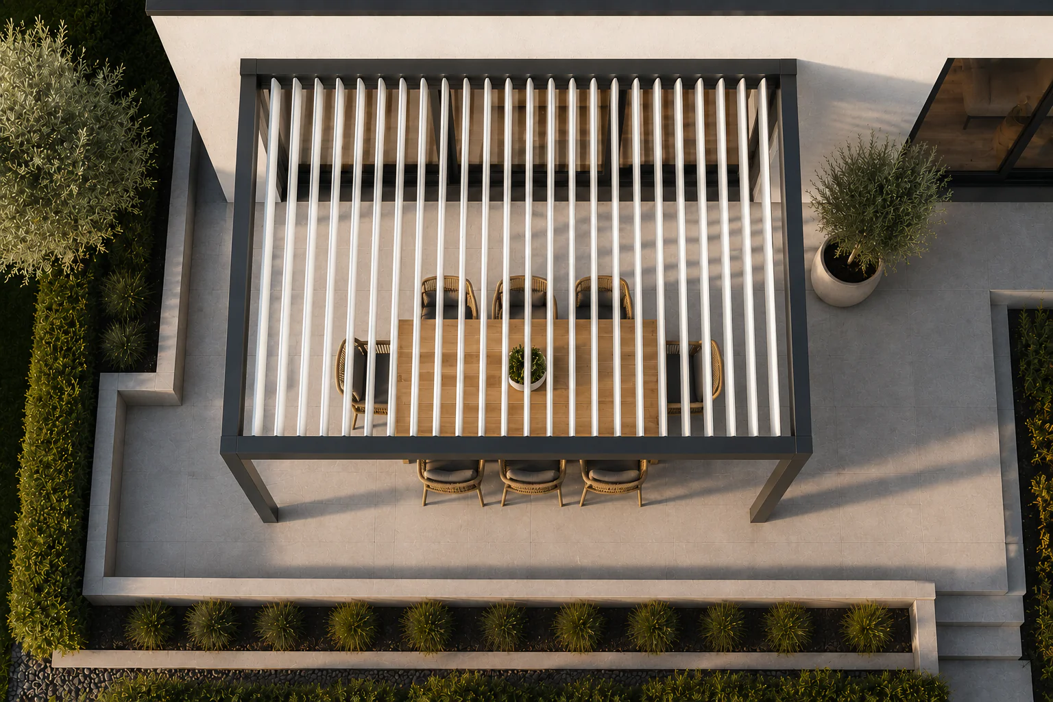 Pergola SOLE/ART sur une terrasse